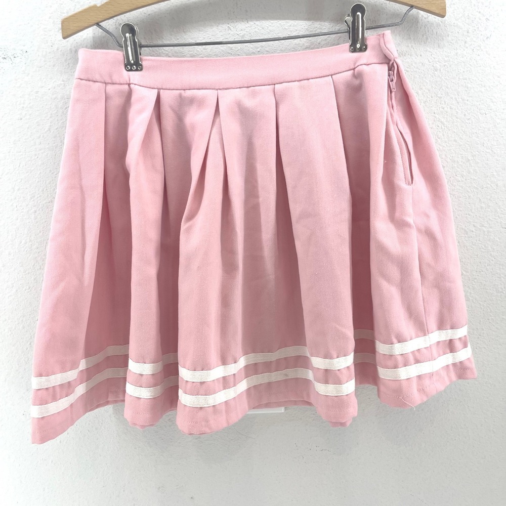 Hot Topic Pleated Mini Skirt Womens S Pink Schoolgirl Striped Punk Barbie Preppy